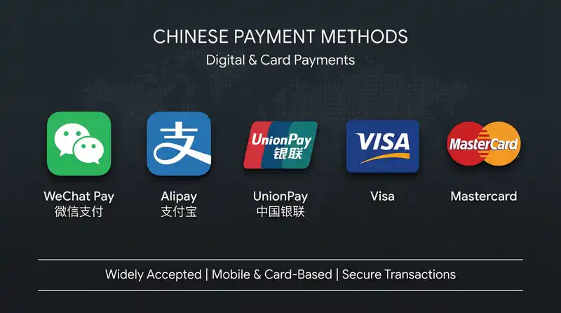 精神小妹支持的支付方式包括微信支付、支付宝、银联、信用卡和借记卡